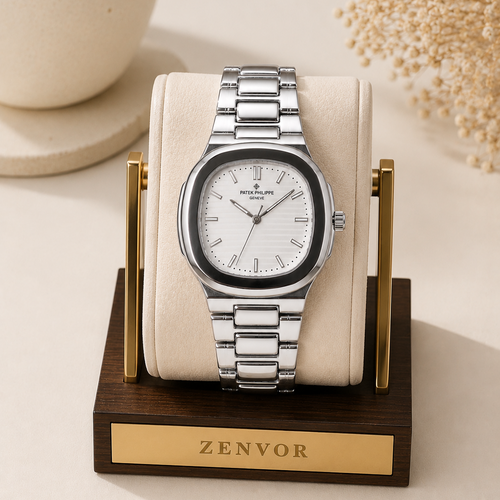 Men’s Silver Steel Cushion Watch