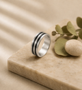 Silver & black stripe Ring