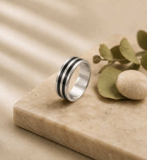 Silver & black stripe Ring