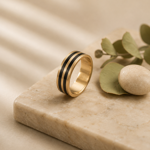 Gold & Black Stripe Ring