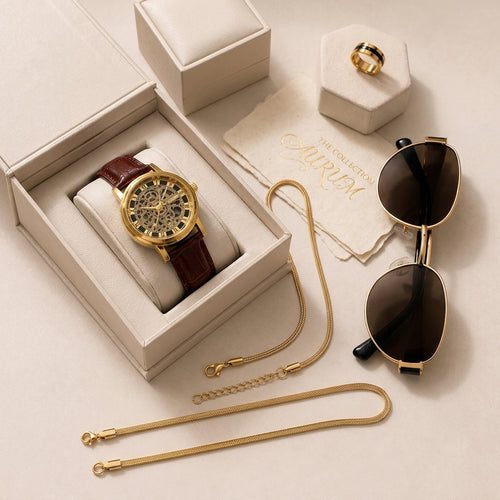 5-Piece Gold Jewelry & Watch Set