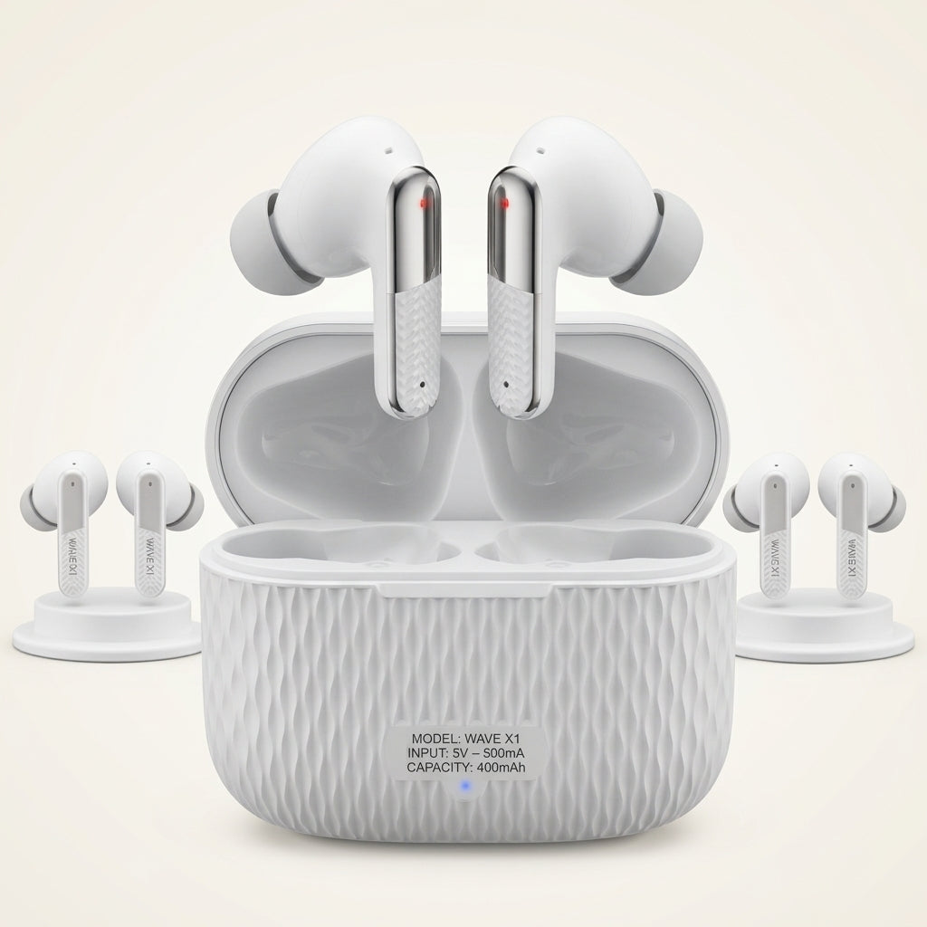WAVE X1 Wireless Earbuds - Hybrid Noise Cancellation & 45H Playtime