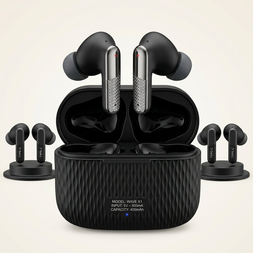 WAVE X1 Wireless Earbuds - Hybrid Noise Cancellation & 45H Playtime