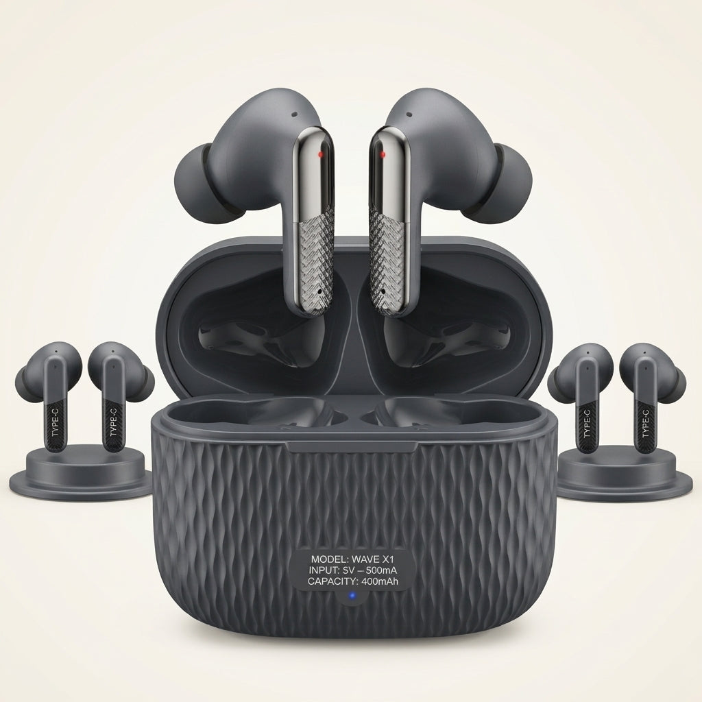 WAVE X1 Wireless Earbuds - Hybrid Noise Cancellation & 45H Playtime